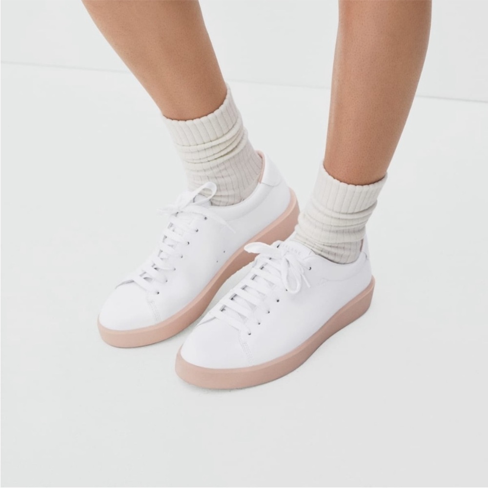 Everlane White Leather and Pink Sneaker